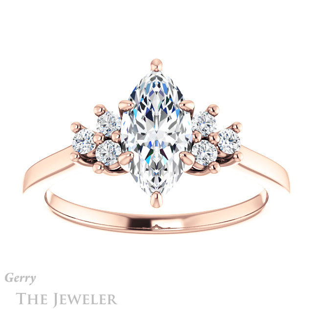 Marquise Cut Forever One Moissanite Engagement Ring #GTJ1176-marquise-fb-r 1 Marquise Cut Forever Brilliant Moissanite Engagement Ring #GTJ1176-marquise-fb-r