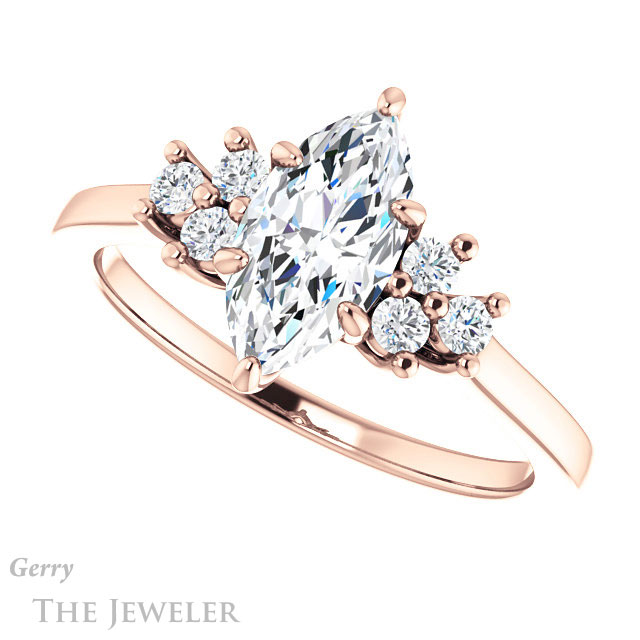 Marquise Cut Forever One Moissanite Engagement Ring #GTJ1176-marquise-fb-r 5 Marquise Cut Forever Brilliant Moissanite Engagement Ring #GTJ1176-marquise-fb-r