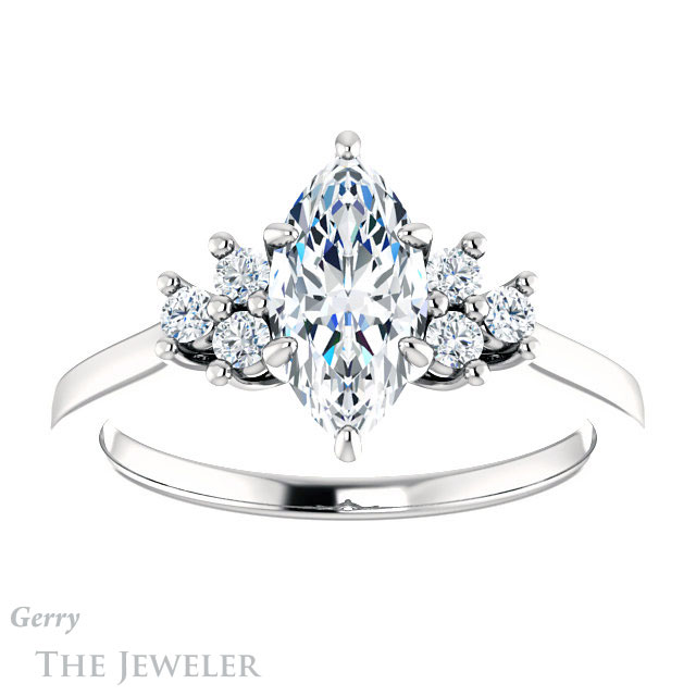 Marquise Cut Forever Brilliant Moissanite Engagement Ring #GTJ1176-marquise-fb-w