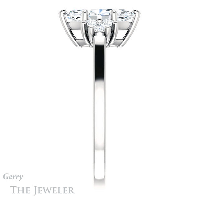 Marquise Cut Forever One Moissanite Engagement Ring #GTJ1176-marquise-fb-w 3 Marquise Cut Forever Brilliant Moissanite Engagement Ring #GTJ1176-marquise-fb-w