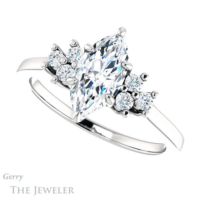 Marquise Cut Forever One Moissanite Engagement Ring #GTJ1176-marquise-fb-w 5 Marquise Cut Forever Brilliant Moissanite Engagement Ring #GTJ1176-marquise-fb-w