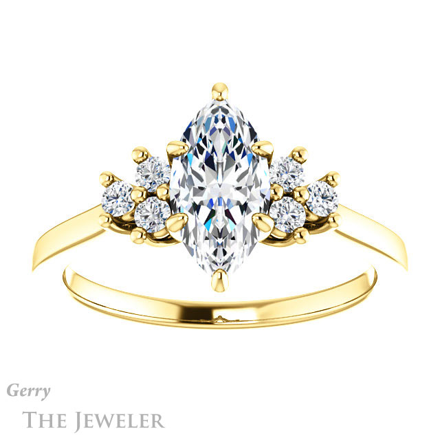 Marquise Cut Forever Brilliant Moissanite Engagement Ring #GTJ1176-marquise-fb-y