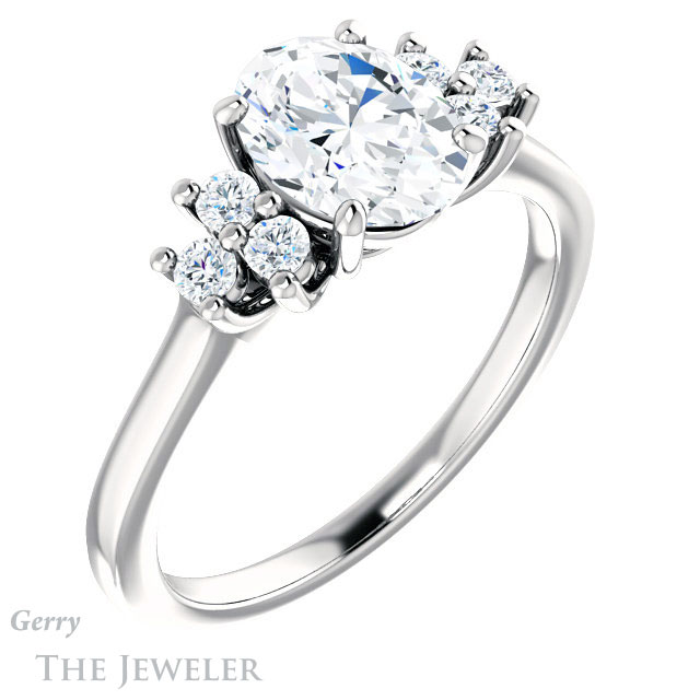 Oval Shaped Forever One Moissanite Engagement Ring #GTJ1176-oval-fo-w 4 Oval Shaped Forever One Moissanite Engagement Ring #GTJ1176-oval-fo-w
