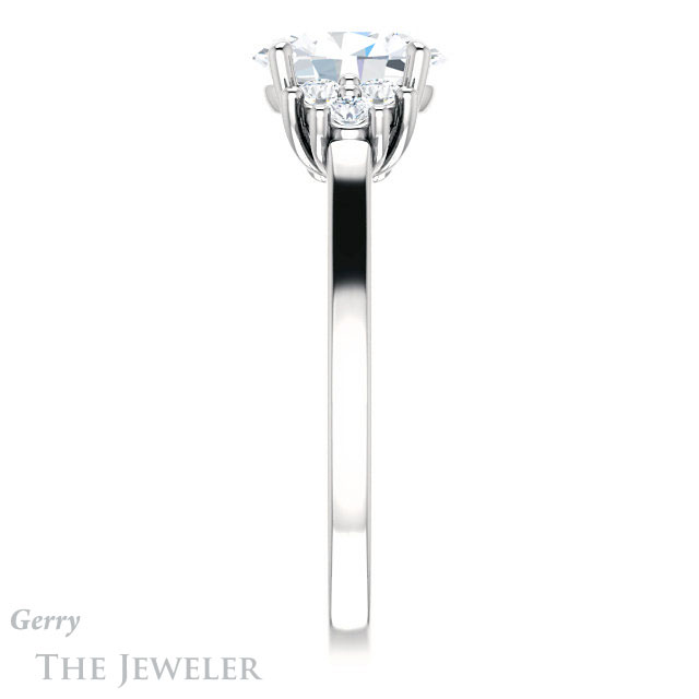 Oval Shaped Forever One Moissanite Engagement Ring #GTJ1176-oval-fo-w 3 Oval Shaped Forever One Moissanite Engagement Ring #GTJ1176-oval-fo-w