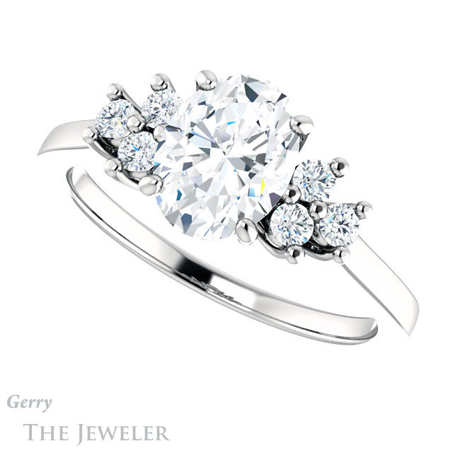 Oval Shaped Forever One Moissanite Engagement Ring #GTJ1176-oval-fo-w 5 Oval Shaped Forever One Moissanite Engagement Ring #GTJ1176-oval-fo-w