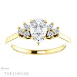 Pear Shaped Forever One Moissanite Engagement Ring #GTJ1176-pear-fb-y 1 Pear Shaped Forever Brilliant Moissanite Engagement Ring #GTJ1176-pear-fb-y