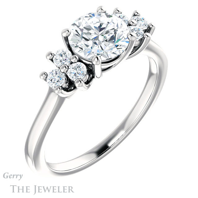 Round Cut Forever One Moissanite Engagement Ring #GTJ1176-round-fo-w 4 Round Cut Forever One Moissanite Engagement Ring #GTJ1176-round-fo-w