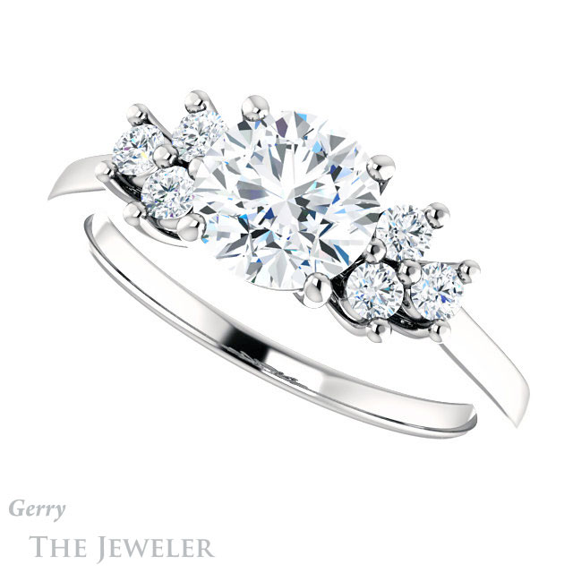 Round Cut Forever One Moissanite Engagement Ring #GTJ1176-round-fo-w 5 Round Cut Forever One Moissanite Engagement Ring #GTJ1176-round-fo-w