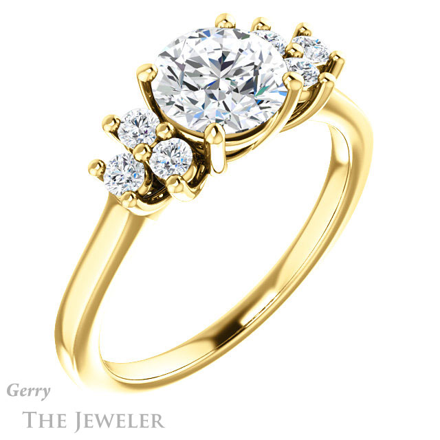 Round Cut Forever One Moissanite Engagement Ring #GTJ1176-round-fo-y 4 Round Cut Forever One Moissanite Engagement Ring #GTJ1176-round-fo-y