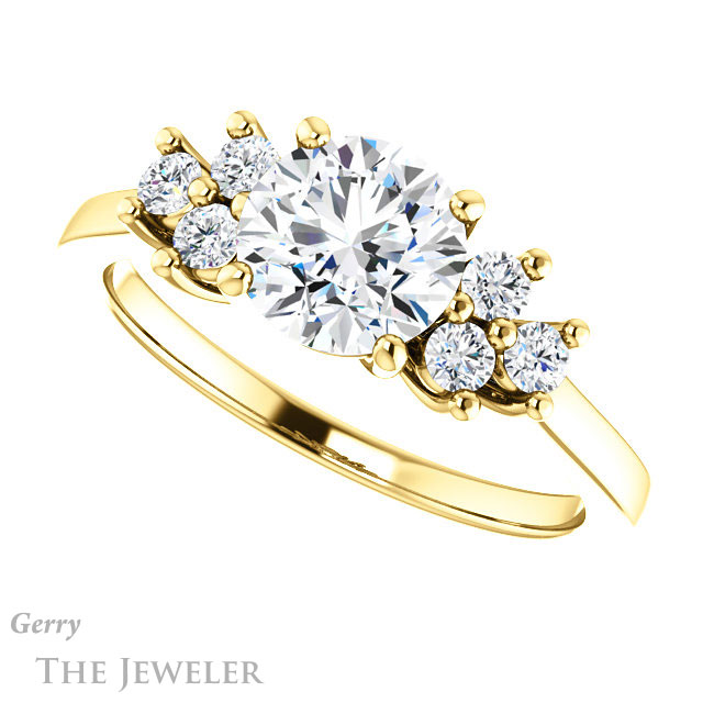 Round Cut Forever One Moissanite Engagement Ring #GTJ1176-round-fo-y 5 Round Cut Forever One Moissanite Engagement Ring #GTJ1176-round-fo-y