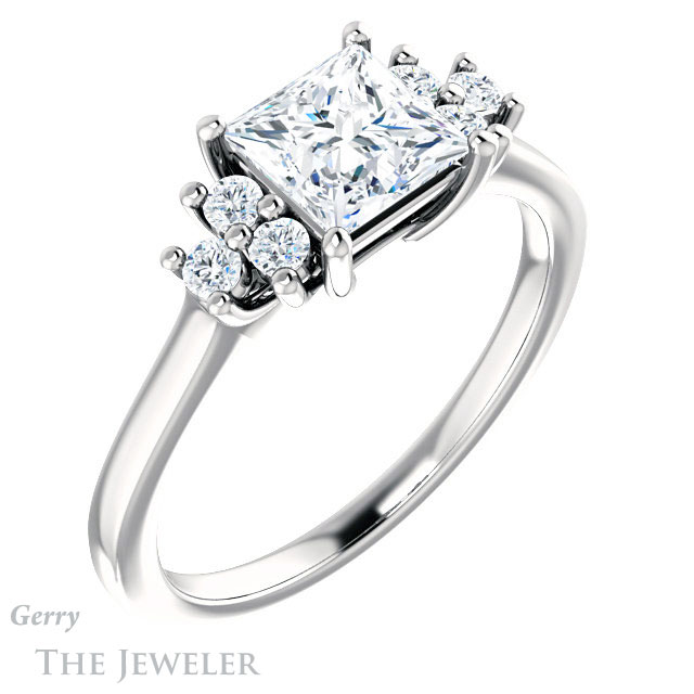 Princess Cut Forever One Moissanite Engagement Ring #GTJ1176-square-fo-w 4 Princess Cut Forever One Moissanite Engagement Ring #GTJ1176-square-fo-w