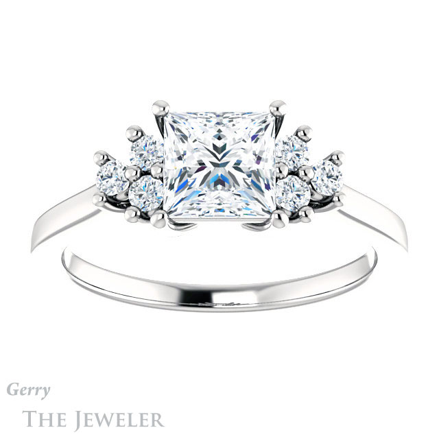 Princess Cut Forever One Moissanite Engagement Ring #GTJ1176-square-fo-w 1 Princess Cut Forever One Moissanite Engagement Ring #GTJ1176-square-fo-w