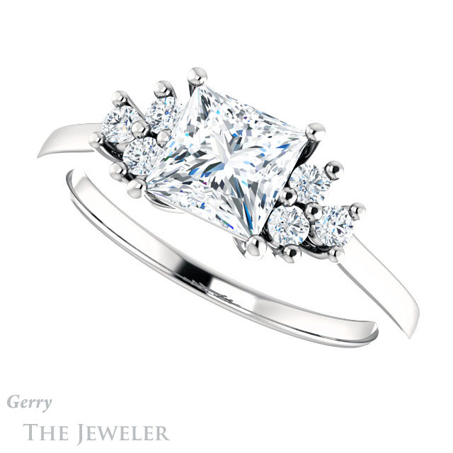 Princess Cut Forever One Moissanite Engagement Ring #GTJ1176-square-fo-w 5 Princess Cut Forever One Moissanite Engagement Ring #GTJ1176-square-fo-w