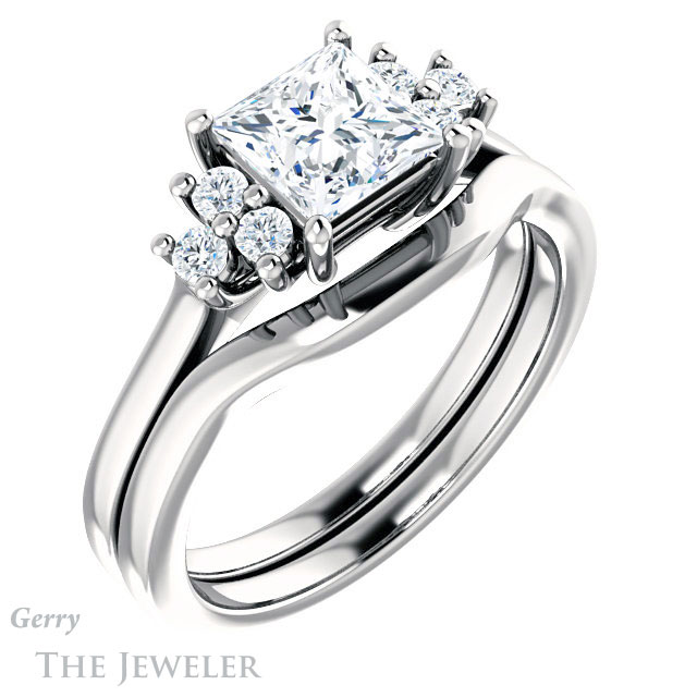 Princess Cut Forever One Moissanite Engagement Ring #GTJ1176-square-fo-w 6 Princess Cut Forever One Moissanite Engagement Ring #GTJ1176-square-fo-w