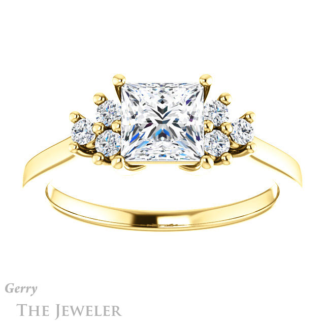 Princess Cut Forever One Moissanite Engagement Ring #GTJ1176-square-fo-y
