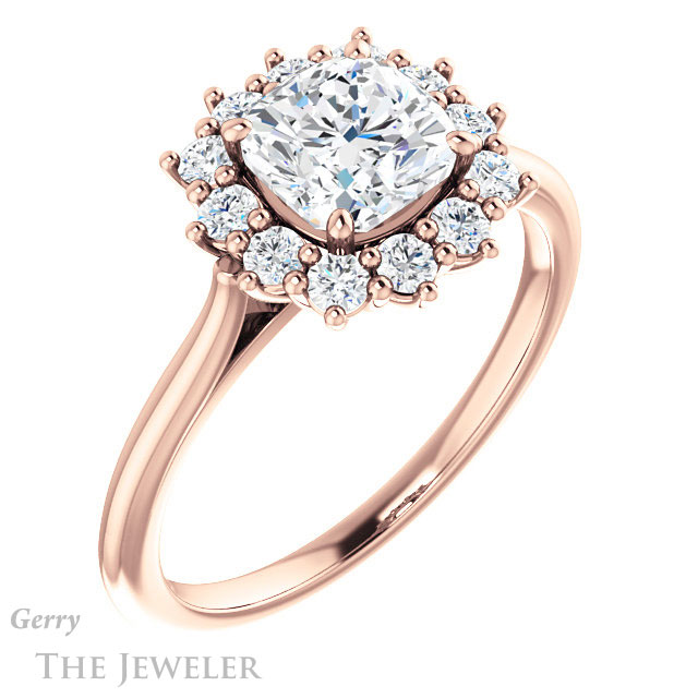 Cushion Cut Forever One Moissanite Engagement Ring #GTJ1177-cushion-fo-r