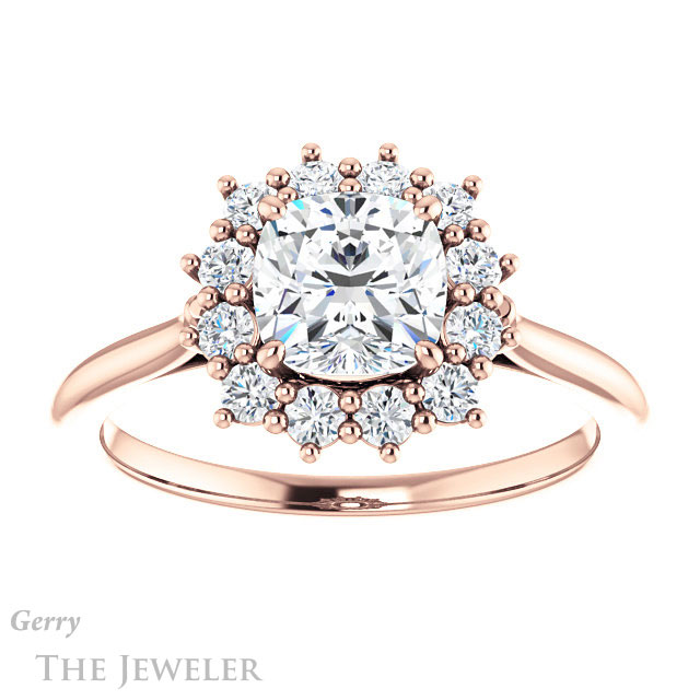 Cushion Cut Forever One Moissanite Engagement Ring #GTJ1177-cushion-fo-r