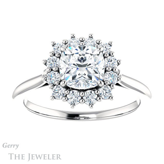 Cushion Cut Forever One Moissanite Engagement Ring #GTJ1177-cushion-fo-w