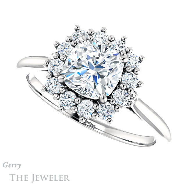 Cushion Cut Forever One Moissanite Engagement Ring #GTJ1177-cushion-fo-w