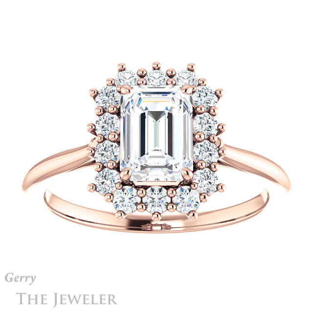 Emerald Cut Forever Brilliant Moissanite Engagement Ring #GTJ1177-emerald-fb-r