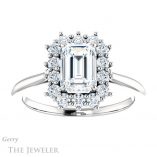 Emerald Cut Forever One Moissanite Engagement Ring #GTJ1177-emerald-fb-w 1 Emerald Cut Forever Brilliant Moissanite Engagement Ring #GTJ1177-emerald-fb-w