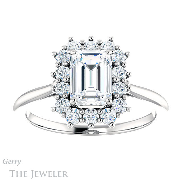Emerald Cut Forever Brilliant Moissanite Engagement Ring #GTJ1177-emerald-fb-w