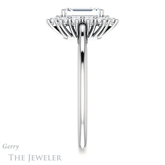 Emerald Cut Forever One Moissanite Engagement Ring #GTJ1177-emerald-fb-w 3 Emerald Cut Forever Brilliant Moissanite Engagement Ring #GTJ1177-emerald-fb-w