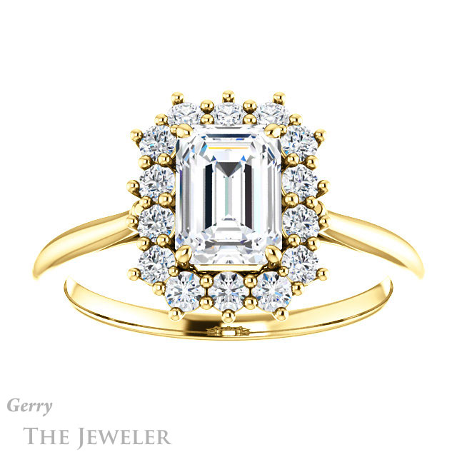 Emerald Cut Forever Brilliant Moissanite Engagement Ring #GTJ1177-emerald-fb-y