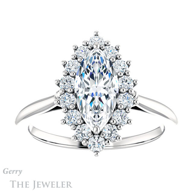 Marquise Cut Forever Brilliant Moissanite Engagement Ring #GTJ1177-marquise-fb-w