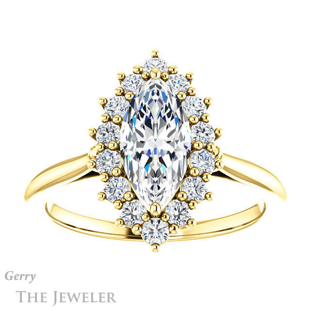 Marquise Cut Forever Brilliant Moissanite Engagement Ring #GTJ1177-marquise-fb-y