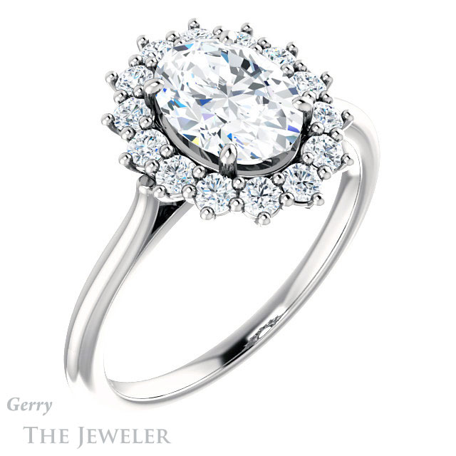 Oval Shaped Forever One Moissanite Engagement Ring #GTJ1177-oval-fo-w 4 Oval Shaped Forever One Moissanite Engagement Ring #GTJ1177-oval-fo-w