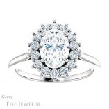 Oval Shaped Forever One Moissanite Engagement Ring #GTJ1177-oval-fo-w 1 Oval Shaped Forever One Moissanite Engagement Ring #GTJ1177-oval-fo-w