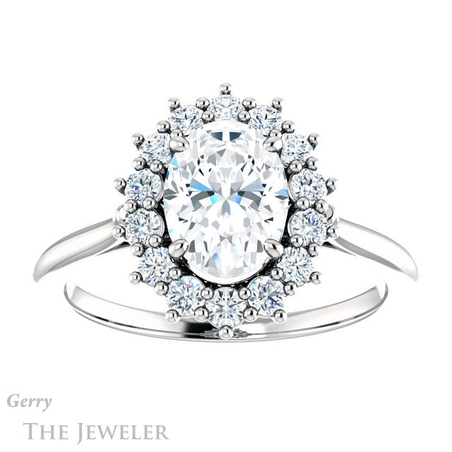 Oval Shaped Forever One Moissanite Engagement Ring #GTJ1177-oval-fo-w 1 Oval Shaped Forever One Moissanite Engagement Ring #GTJ1177-oval-fo-w