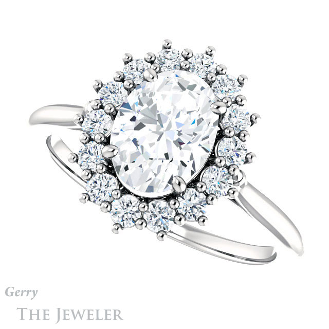 Oval Shaped Forever One Moissanite Engagement Ring #GTJ1177-oval-fo-w 5 Oval Shaped Forever One Moissanite Engagement Ring #GTJ1177-oval-fo-w