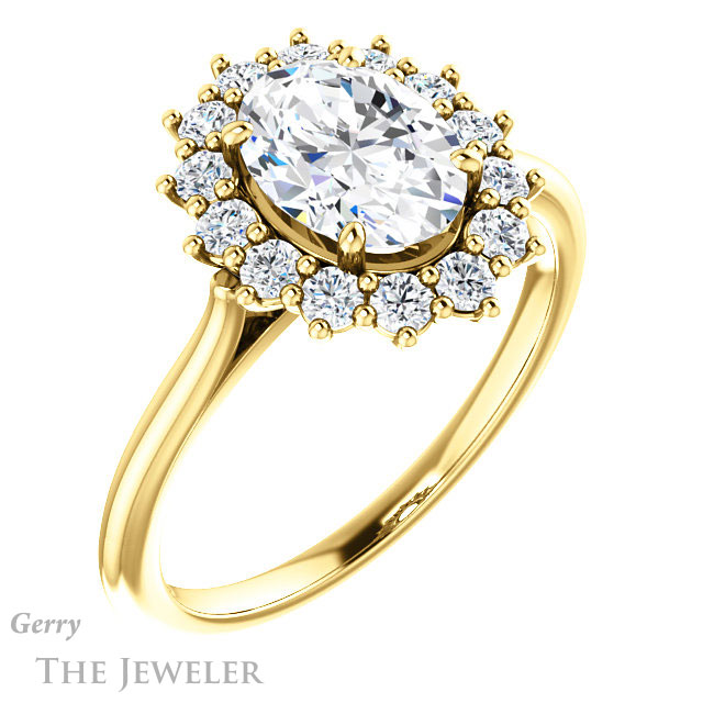 Oval Shaped Forever One Moissanite Engagement Ring #GTJ1177-oval-fo-y 4 Oval Shaped Forever One Moissanite Engagement Ring #GTJ1177-oval-fo-y