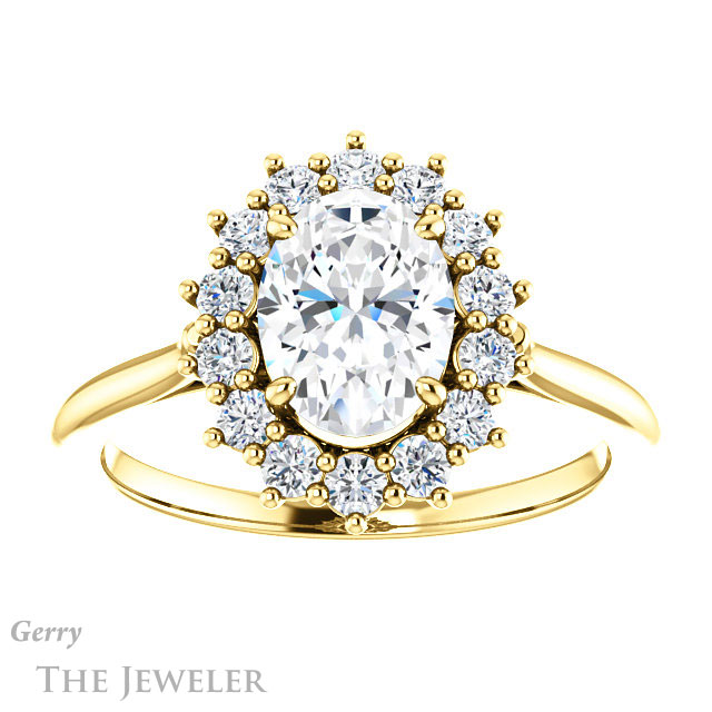 Oval Shaped Forever One Moissanite Engagement Ring #GTJ1177-oval-fo-y 1 Oval Shaped Forever One Moissanite Engagement Ring #GTJ1177-oval-fo-y