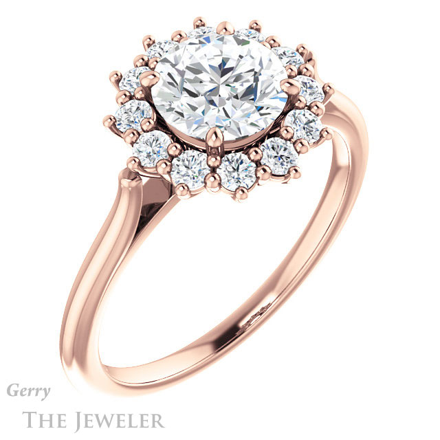 Round Cut Forever One Moissanite Engagement Ring #GTJ1177-round-fo-r