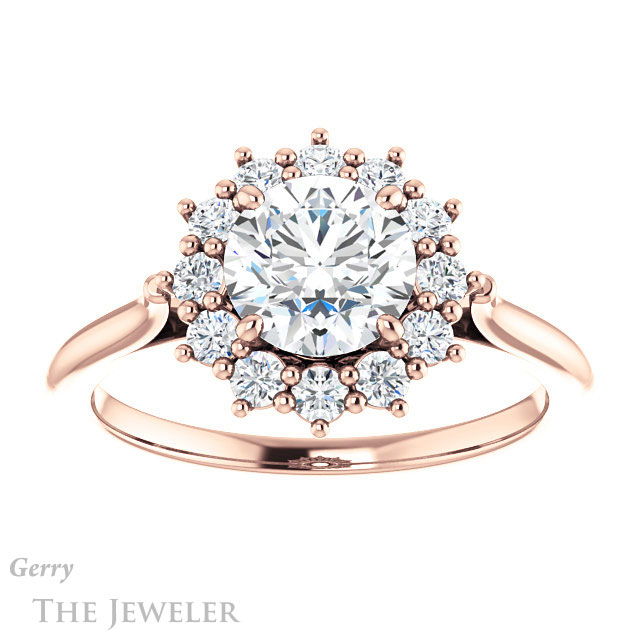 Round Cut Forever One Moissanite Engagement Ring #GTJ1177-round-fo-r