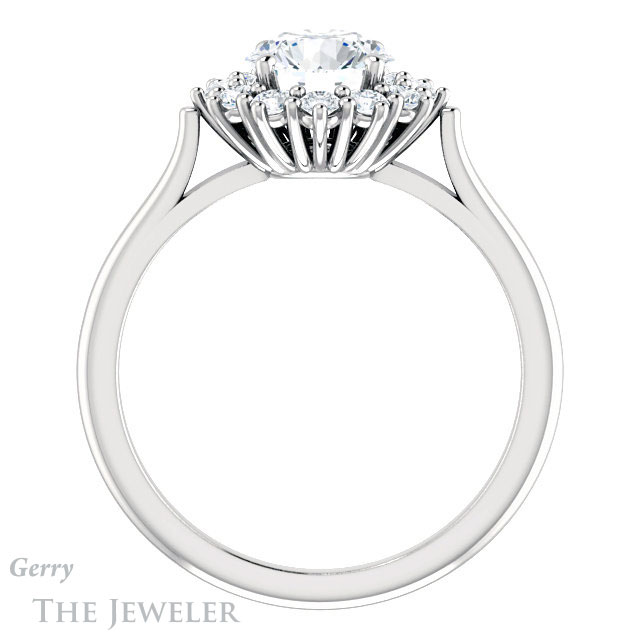 Round Cut Forever One Moissanite Engagement Ring #GTJ1177-round-fo-w
