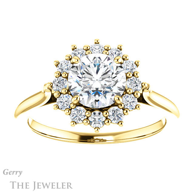 Round Cut Forever One Moissanite Engagement Ring #GTJ1177-round-fo-y