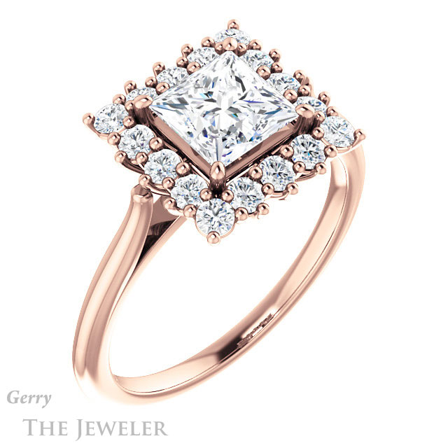 Princess Cut Forever One Moissanite Engagement Ring #GTJ1177-square-fo-r