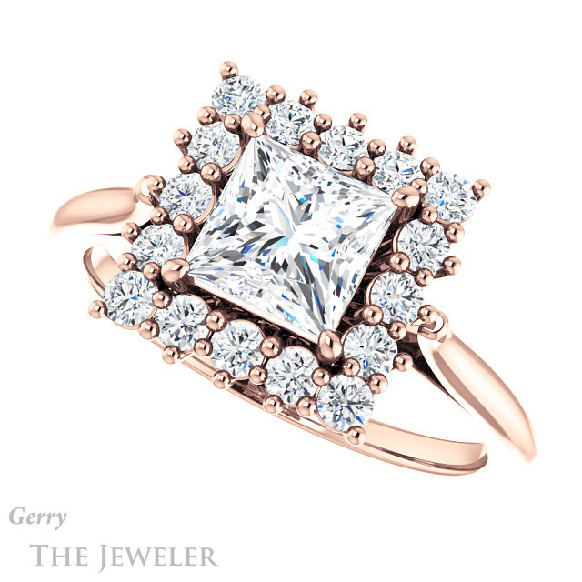 Princess Cut Forever One Moissanite Engagement Ring #GTJ1177-square-fo-r