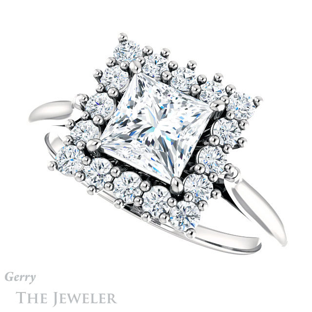Princess Cut Forever One Moissanite Engagement Ring #GTJ1177-square-fo-w 5 Princess Cut Forever One Moissanite Engagement Ring #GTJ1177-square-fo-w