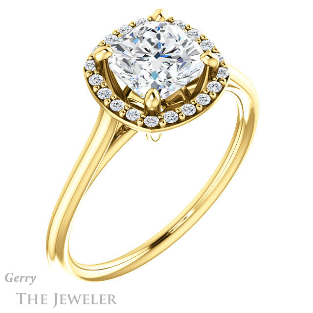 Cushion Cut Forever One Moissanite Engagement Ring #GTJ1178-cushion-fo-y 4 Cushion Cut Forever One Moissanite Engagement Ring #GTJ1178-cushion-fo-y