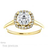 Cushion Cut Forever One Moissanite Engagement Ring #GTJ1178-cushion-fo-y 1 Cushion Cut Forever One Moissanite Engagement Ring #GTJ1178-cushion-fo-y