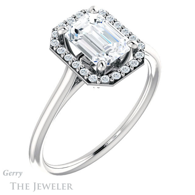 Emerald Cut Forever One Moissanite Engagement Ring #GTJ1178-emerald-fb-w 4 Emerald Cut Forever Brilliant Moissanite Engagement Ring #GTJ1178-emerald-fb-w