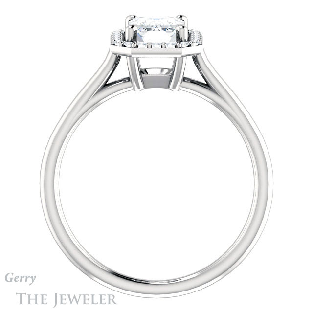 Emerald Cut Forever One Moissanite Engagement Ring #GTJ1178-emerald-fb-w 2 Emerald Cut Forever Brilliant Moissanite Engagement Ring #GTJ1178-emerald-fb-w