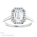 Emerald Cut Forever One Moissanite Engagement Ring #GTJ1178-emerald-fb-w 1 Emerald Cut Forever Brilliant Moissanite Engagement Ring #GTJ1178-emerald-fb-w