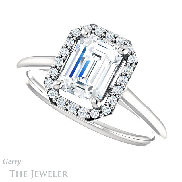 Emerald Cut Forever One Moissanite Engagement Ring #GTJ1178-emerald-fb-w 5 Emerald Cut Forever Brilliant Moissanite Engagement Ring #GTJ1178-emerald-fb-w