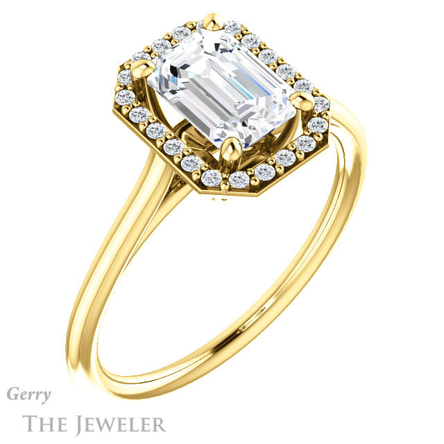 Emerald Cut Forever Brilliant Moissanite Engagement Ring #GTJ1178-emerald-fb-y